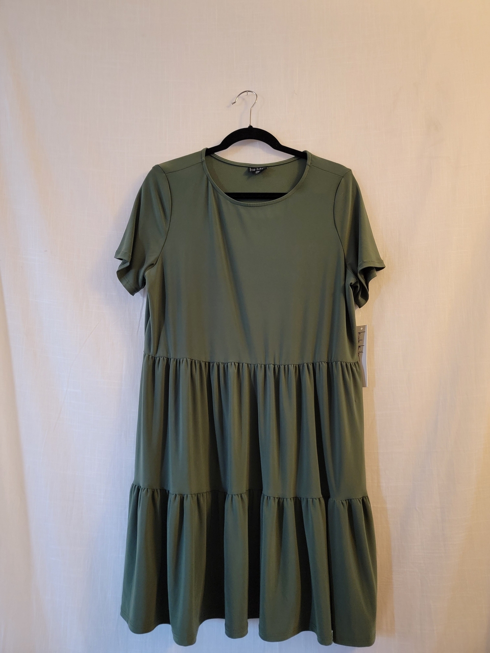 Nicole Miller Olive Green Tiered Midi Dress/XL